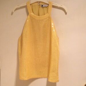 Yellow Sequen Women top sleeveless size small.          #255